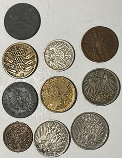 Ten (10) German Coins (1876-1943)