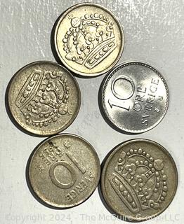 Five (5) Swedish Coins 1950's -1960's