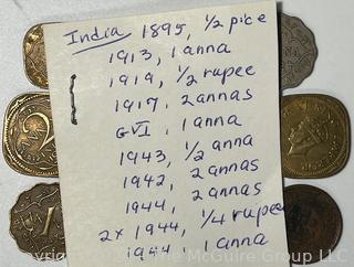 Twelve (12) Indian Rupee Coins (British) 1895-1944