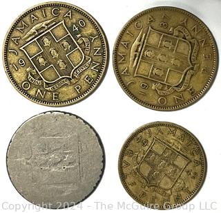 Selection of Foreign Coins: British JAMAICA (1937-1942) + Unknown