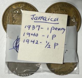 Selection of Foreign Coins: British JAMAICA (1937-1942) + Unknown