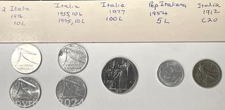 Collection of Italy Lire Coins (1912-1977)