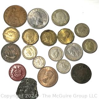 Selection of Foreign Coins & Tokens Including Great Britain (1921-1950's) and Sterling Silver