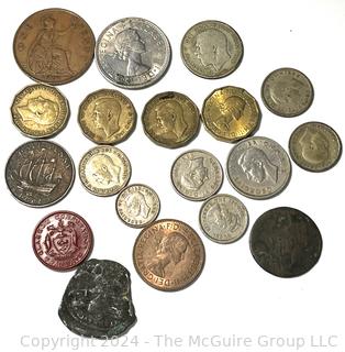 Selection of Foreign Coins & Tokens Including Great Britain (1921-1950's) and Sterling Silver