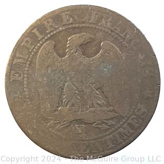 1854 French Centimes Napoleon III Eagle Coin 