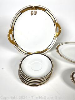 Haviland Fine China Including Charger, Serving Plates and Saucers with Monogrammed "DG"