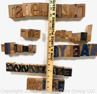 Group of Letterpress Print Blocks Including Letters and Numerals