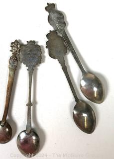 Collection of Souvenir Travel Spoons (Four Sterling), Cocktail Recipe Book, Torch Tool Kit and More