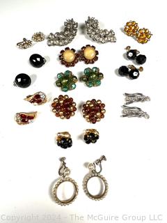 Twelve (12) Vintage Clip On Earrings