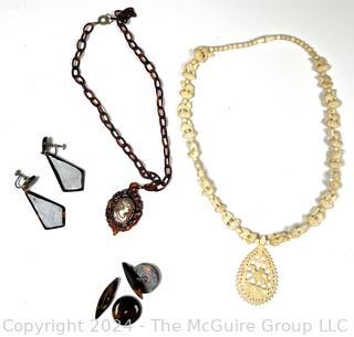 Group of Carved and Lucite Jewelry