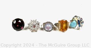 Five (5) Costume Jewelry Cocktail Rings