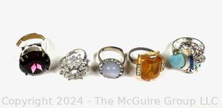 Five (5) Costume Jewelry Cocktail Rings