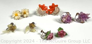 Four (4) Pairs of Screw Back Earrings with Shell Embellishments