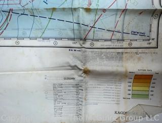 1944 WWII Pilot Silk Double Sided Bail Out Navigation Map of Kagoshima Nagasaki Japan. Damaged. First of two offered in this auction