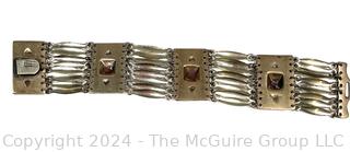 Sterling Silver Articulated Mayan Pyramid Link Bracelet.  38g