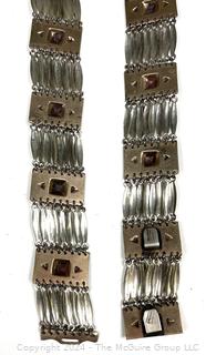 Sterling Silver Articulated Mayan Pyramid Link Necklace. 28" 140g