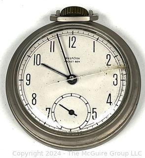 Westclox Ben Pocket Watch 50mm Manual Wind with Cracked Crystal, Untested