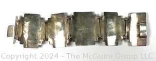 Peruvian Sterling Silver Panel Link Bracelet Signed by Artist JFM.  71 grams
