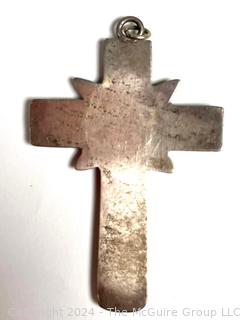 Silver with Inset Turquoise Stone Cross Pendant