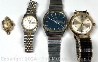 Four (4) Wrist Watches by Times, Seiko & Helbros.  Untested