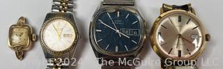 Four (4) Wrist Watches by Times, Seiko & Helbros.  Untested