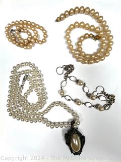 Four (4) Faux Pearl Necklaces