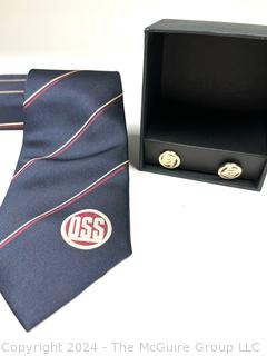 Commemorative Men's Tie & Cuff-link Set by A Royal & Co (Australia) "OSS" 