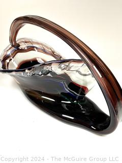 Hand Blown Murano Art Glass Cornucopia Dish