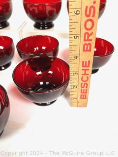 Set of Eleven (11) Anchor Hocking Ruby Red Low Sherbet Footed Dessert Bowls or Cups