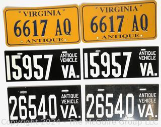 Six (6) Virginia Car License Plates Including Antique Vehicle Plates