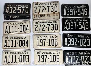 Collection of Vintage Virginia License Plate Tags 