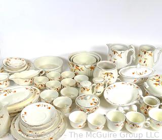 Large Set of Hall's China Co. Dinnerware Set and Serving Pieces in Autumn Leaf Pattern 