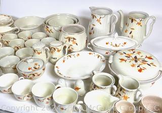 Large Set of Hall's China Co. Dinnerware Set and Serving Pieces in Autumn Leaf Pattern 