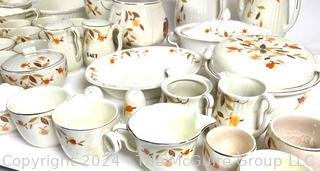 Large Set of Hall's China Co. Dinnerware Set and Serving Pieces in Autumn Leaf Pattern 