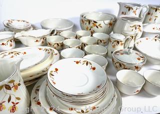 Large Set of Hall's China Co. Dinnerware Set and Serving Pieces in Autumn Leaf Pattern 