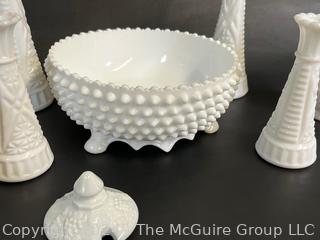 Collection of Hobnail Milk Glass