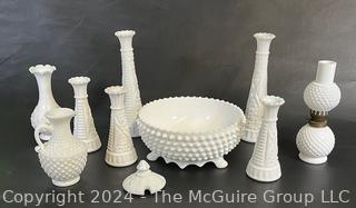 Collection of Hobnail Milk Glass