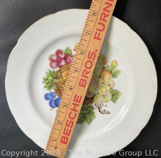 Set of Four (4) Royal Halsey Luncheon Plates with Fruit Design.  8".  