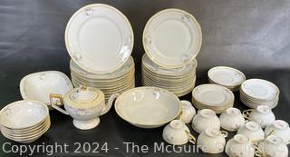 Large Set of Tirschenreuth Studio 4179 Bone China Dinnerware. Hand painted.