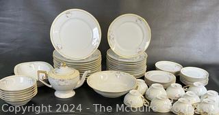 Large Set of Tirschenreuth Studio 4179 Bone China Dinnerware. Hand painted.