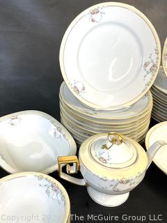 Large Set of Tirschenreuth Studio 4179 Bone China Dinnerware. Hand painted.