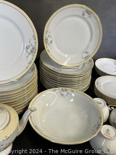 Large Set of Tirschenreuth Studio 4179 Bone China Dinnerware. Hand painted.