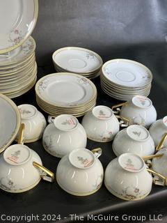 Large Set of Tirschenreuth Studio 4179 Bone China Dinnerware. Hand painted.