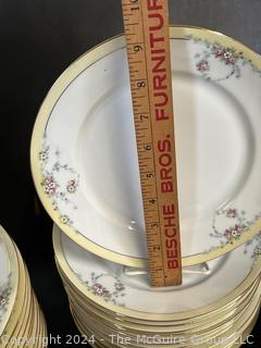 Large Set of Tirschenreuth Studio 4179 Bone China Dinnerware. Hand painted.