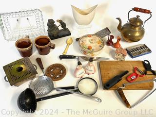 Group of Kitchen Items Including Utensils, Tools and Decorative Items.