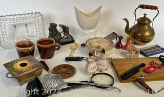 Group of Kitchen Items Including Utensils, Tools and Decorative Items.