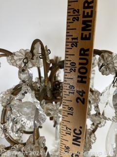 Cast Bronze and Cut Crystal Eight (8) Arm Chandelier.  21" tall 23" diameter
