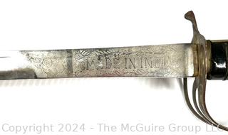 Ceremonial Sword "Made In India" Etched Blade.