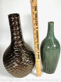 Two (2) Large Scale Decorative Vases. 17" tall