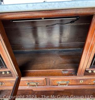 Eastlake Victorian Carved with Marble Top and Mirror Sideboard Server. 20 x 48 x 65"